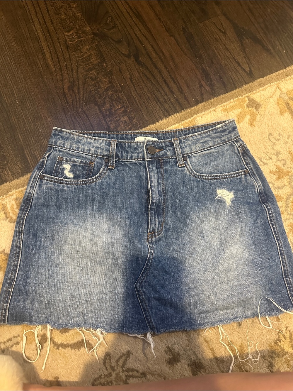 bp Distressed Denim Mini Skirt in Faded Blue